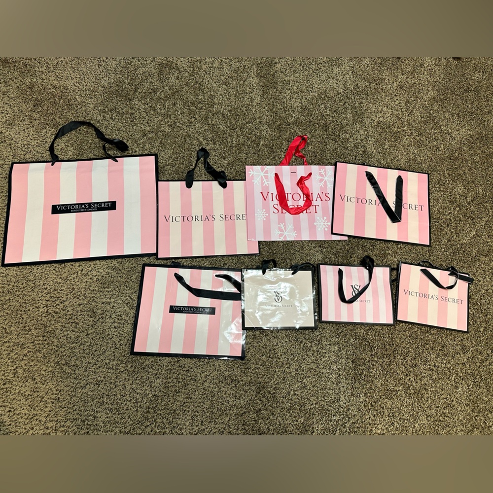 Victoria's Secret Pink Striped Gift Bags